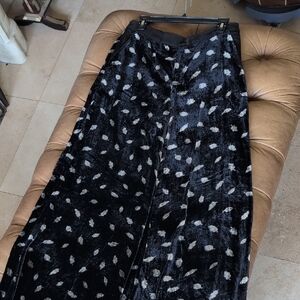 Elevenses Anthropologie Black Wide Leg Velvet Pants